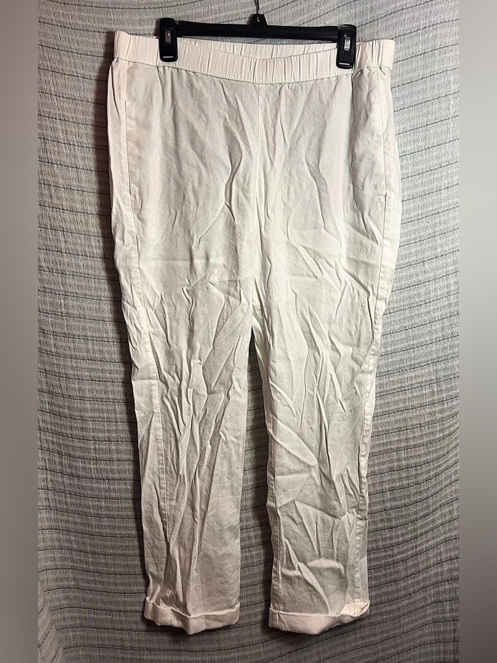 J.Jill Linen Texture Straight Leg Pants in Cream Size Medium